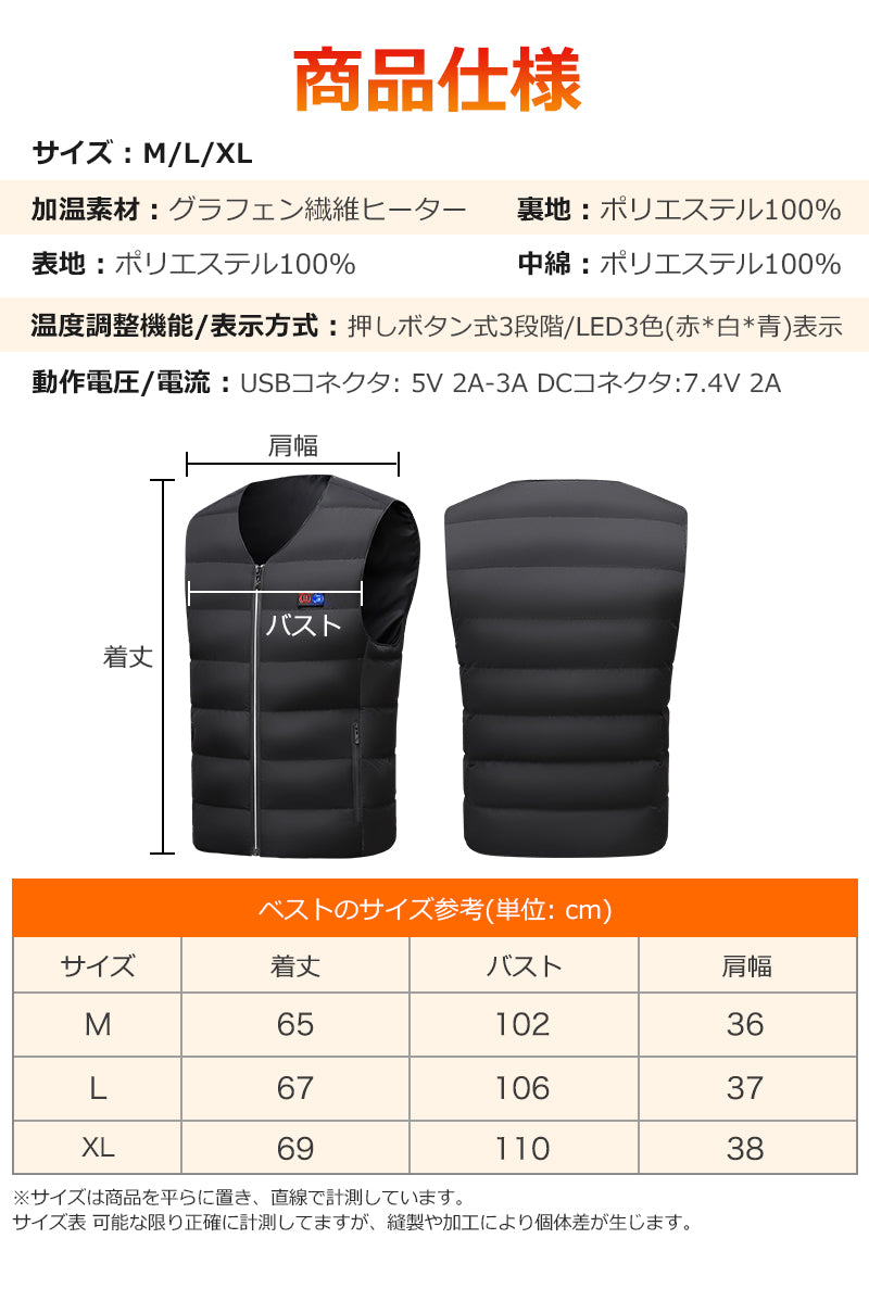 電熱ベスト 22枚ヒーター 35000mAhバッテリー ヒーターベスト 22800mAh バッテリー付き ヒートベスト モバイルバッテリー 冬 薄手 薄い ベスト ユニセックス メンズ レディース 防寒着 防寒ベスト 作業着 洗濯可 速暖 洗える