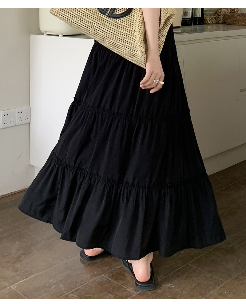 ティアードスカート スカート ロング レディース フリル プリーツスカート ギャザー 春 夏 秋 大人 フレアスカート マキシ フリルスカート Aライン レディース ミモレ丈 フレア ロング丈 大人 カジュアル おしゃれ 大きいサイズ ボトムス