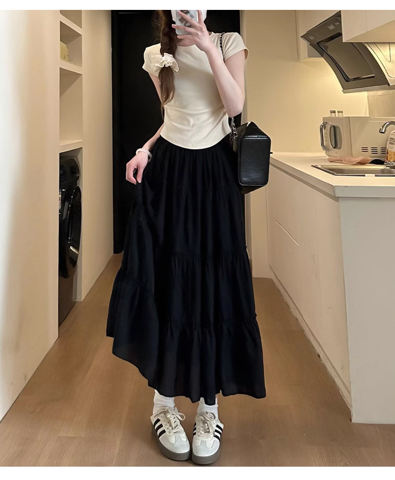 ティアードスカート スカート ロング レディース フリル プリーツスカート ギャザー 春 夏 秋 大人 フレアスカート マキシ フリルスカート Aライン レディース ミモレ丈 フレア ロング丈 大人 カジュアル おしゃれ 大きいサイズ ボトムス