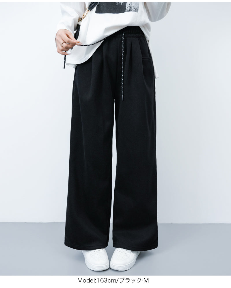 パンツ レディース ワイドパンツ スウェット シワにくい 春 春夏 裏起毛 ウエストゴム ダンボール リラックスパンツ スウェットパンツ ボトムス ゆったり 体型カバー 黒 グレー ホワイト きれいめ