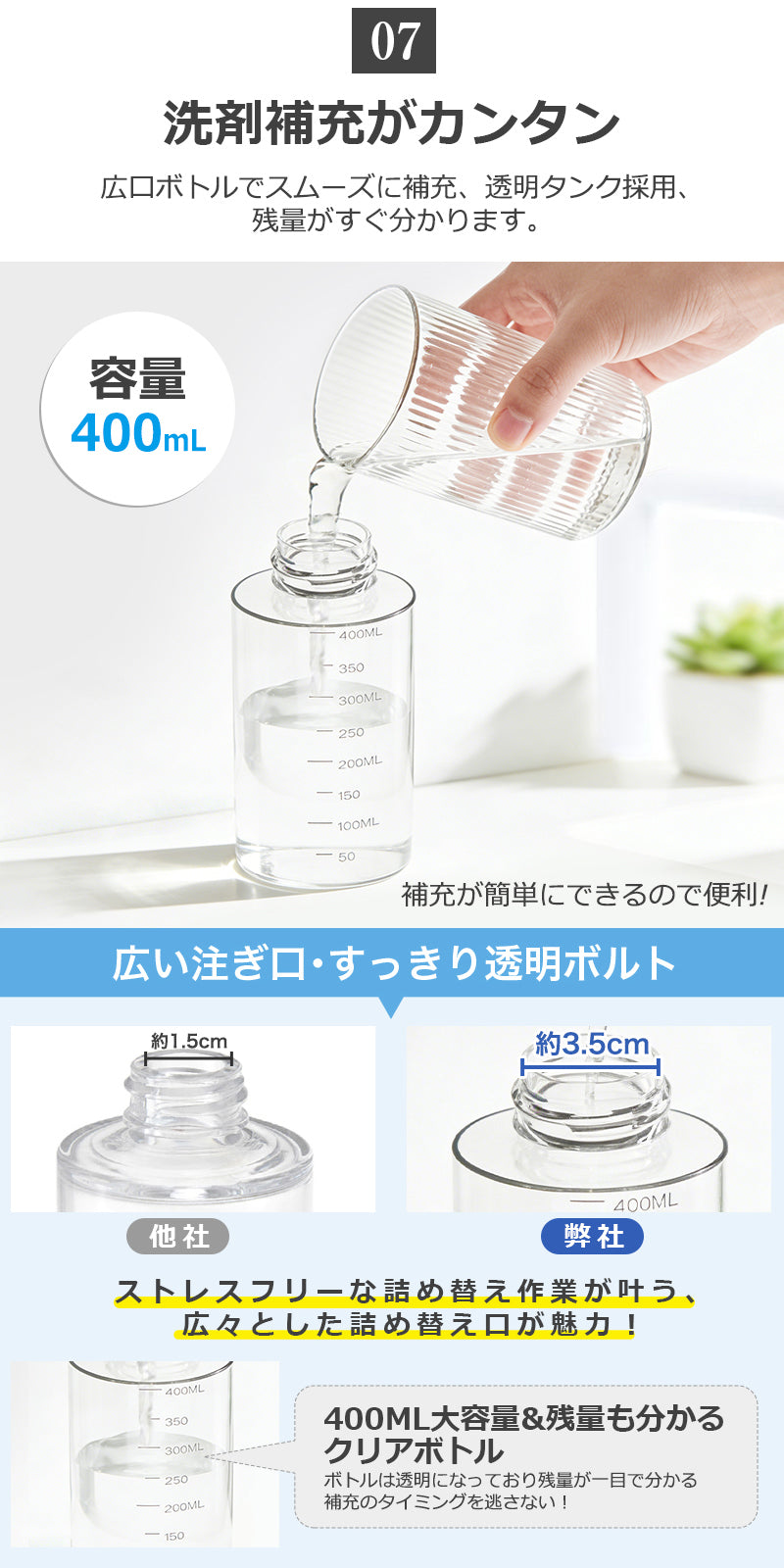 ソープディスペンサー 自動 泡 壁 液体 充電式 食器用洗剤対応 壁掛け ディスペンサー 4段階吐出量 IPX5防水 オートソープディスペンサー ハンドソープディスペンサー オート 詰め替え 400ml キッチン 洗面所 お手洗い等適用 Type-c充電