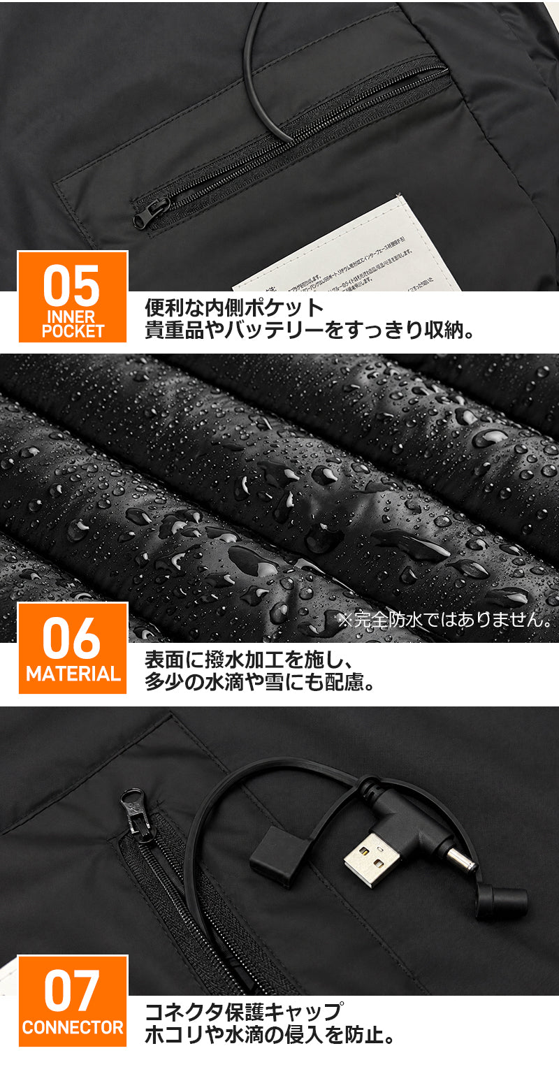 電熱ベスト 23枚ヒーター 40800mAhバッテリー ヒーターベスト 22800mAh バッテリー付き 22枚ヒーター ヒートベスト モバイルバッテリー 冬 薄手 薄い ベスト ユニセックス メンズ レディース 防寒着 防寒ベスト 作業着 洗濯可 速暖 洗える
