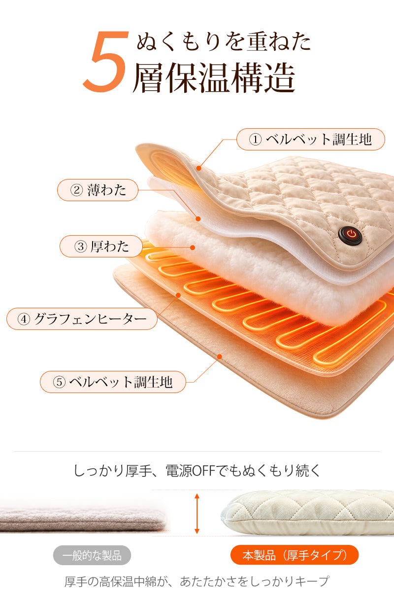 2way軽量＆洗える ホットマット 電気 湯たんぽ 1人用 ハンドウォーマー ゆたんぽ グラフェンヒーター 暖房 エコ 湯タンポ 無水式 あったか 軽量 ヒーター 防寒 カイロ ホットカーペット 電気マット 温度調節 3段階 蓄熱 手 足元 暖房器具 節電